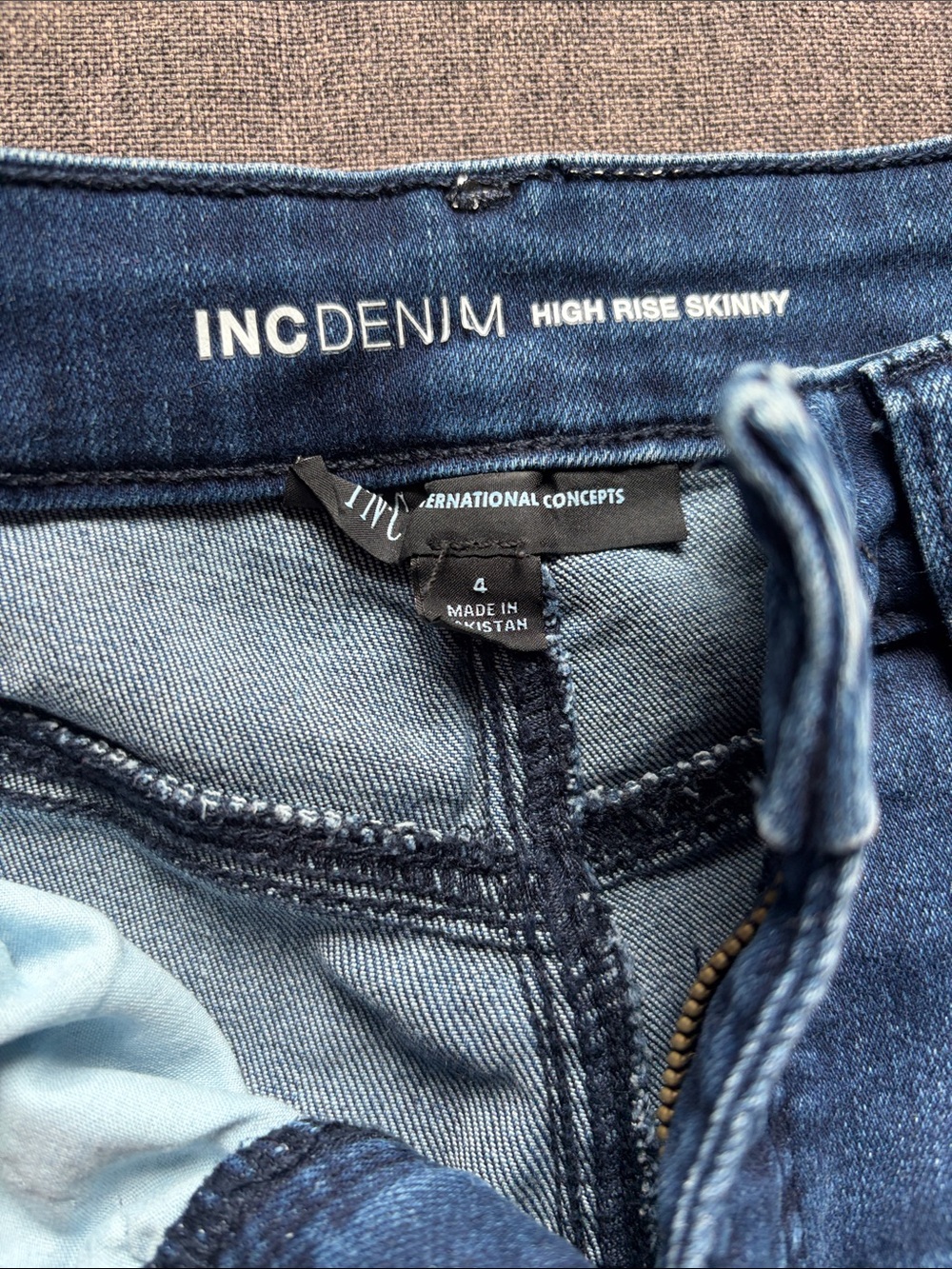 INC International Concepts Dark Blue High-Rise Skinny Jeans